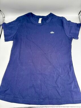 Alo Yoga Men's Navy Cotton Blend Logo Tee XL